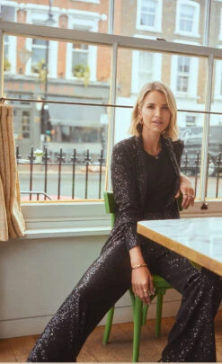 Little Mistress Black Sequin Trousers By Vogue Williams