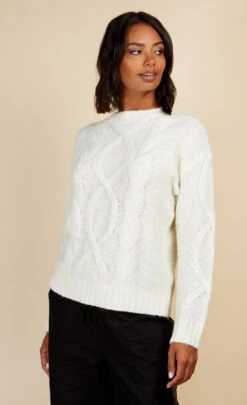 Little Mistress Cream Cable Knit Jumper By Vogue Williams