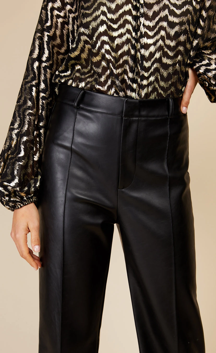 Little Mistress Black PU Trousers By Vogue Williams - Image 2