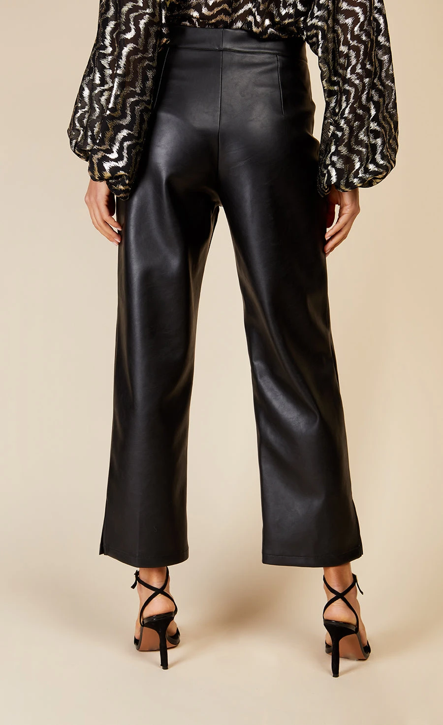 Little Mistress Black PU Trousers By Vogue Williams - Image 4