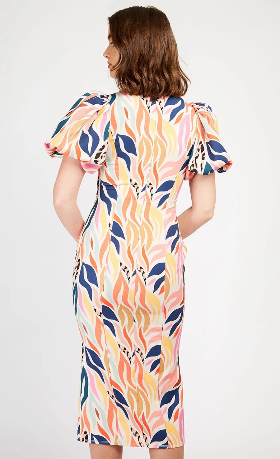 Little Mistress Animal Print Puff Sleeve Midi Dress By Vogue Williams - Image 5
