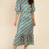 Little Mistress Stripe Satin Pephem Midaxi Dress