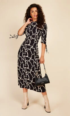 Little Mistress Animal Print Frill Midaxi Dress