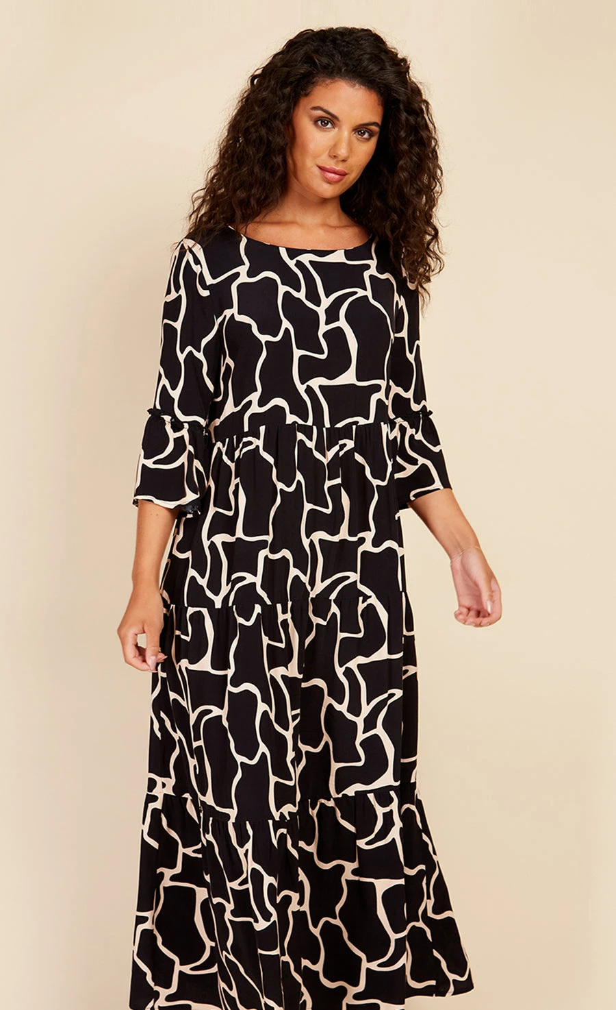 Little Mistress Animal Print Reversible Midaxi Smock Dress - Image 3