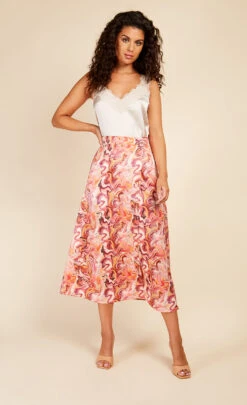 Little Mistress Marble Mock Wrap Midi Skirt