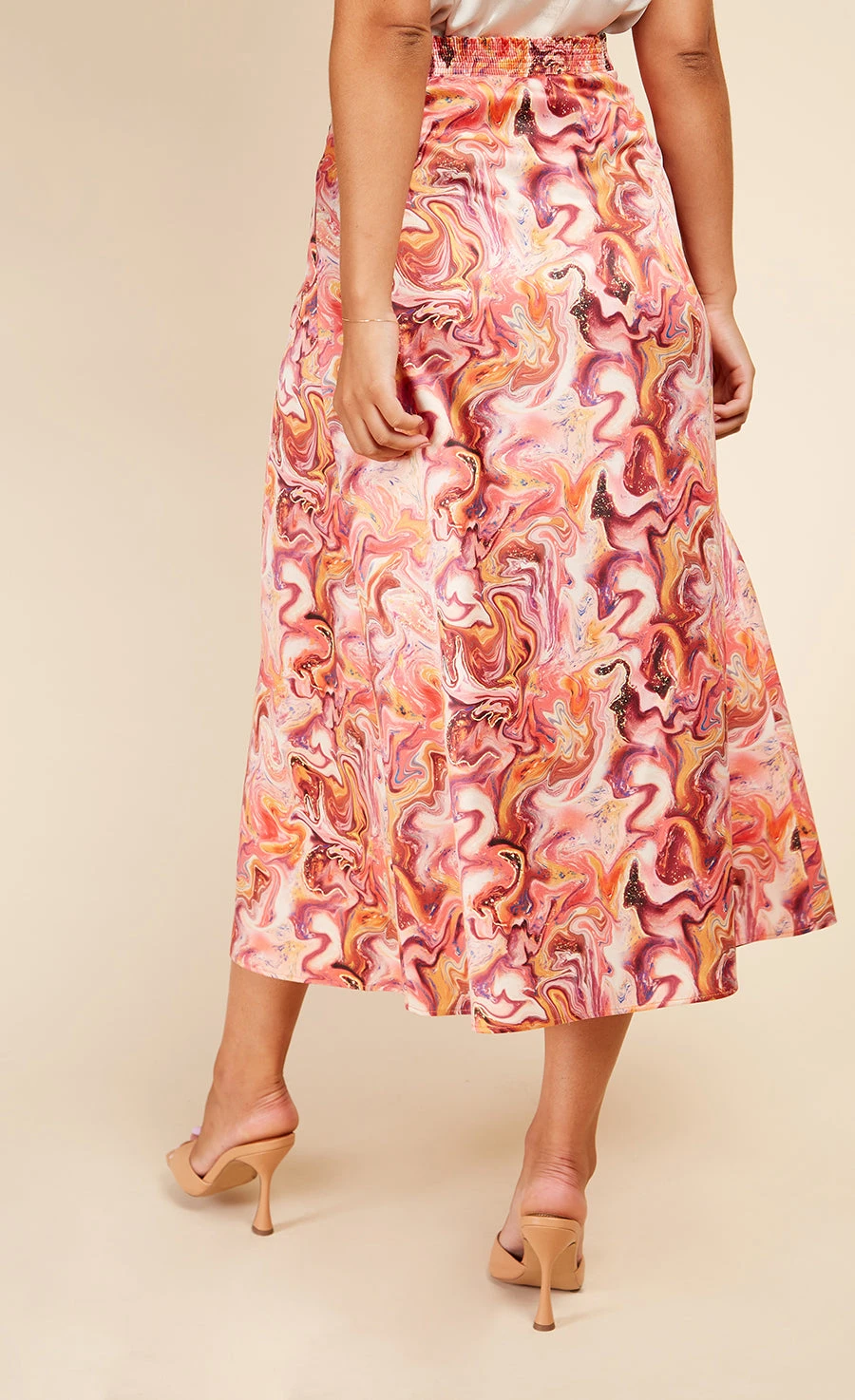 Little Mistress Marble Mock Wrap Midi Skirt - Image 4