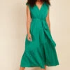 Little Mistress Green Check Mock Wrap Midaxi Dress