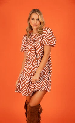 Little Mistress Zebra Print Mini Smock Dress By Vogue Williams