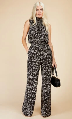 Little Mistress Mono Spot Wide Leg Trousers By Vogue Williams