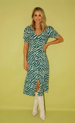 Little Mistress Zebra Print Button Front Midi Dress By Vogue Williams