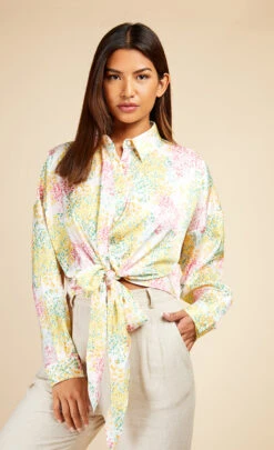 Little Mistress Blossom Tie Front Shirt