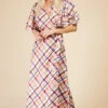 Little Mistress Check Layered Sleeve Midaxi Wrap Dress