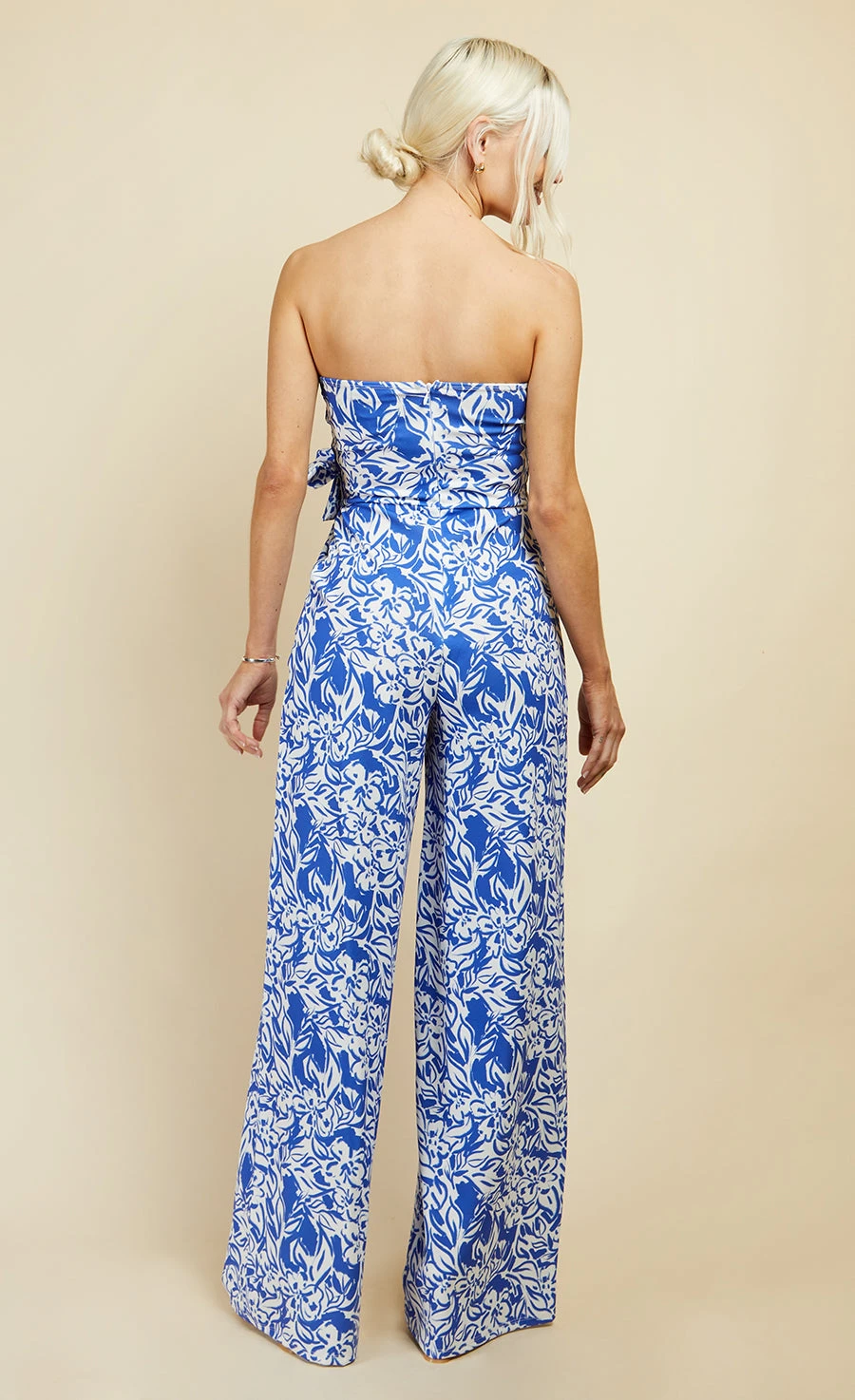 Little Mistress Blue Floral Print Frill Detail Jumpsuit - Image 6