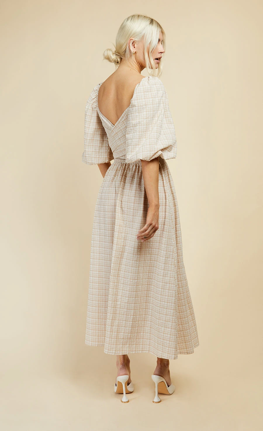 Little Mistress Beige Check Multiway Midi Dress - Image 7