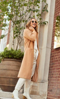 Little Mistress Camel Oversized Coat By Vogue Williams
