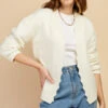 Little Mistress Cream Knit Scallop Cardigan By Vogue Williams