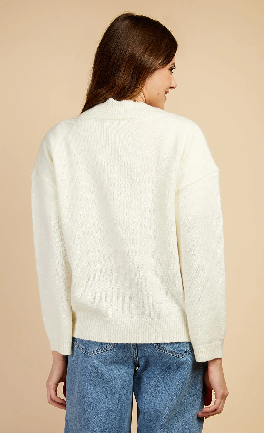 Little Mistress Cream Knit Scallop Cardigan By Vogue Williams - Image 4