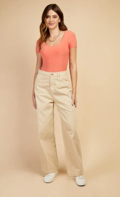 Little Mistress Stone Cargo Denim Jeans By Vogue Williams