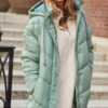 Little Mistress Sage Chevron Puffer Coat By Vogue Williams