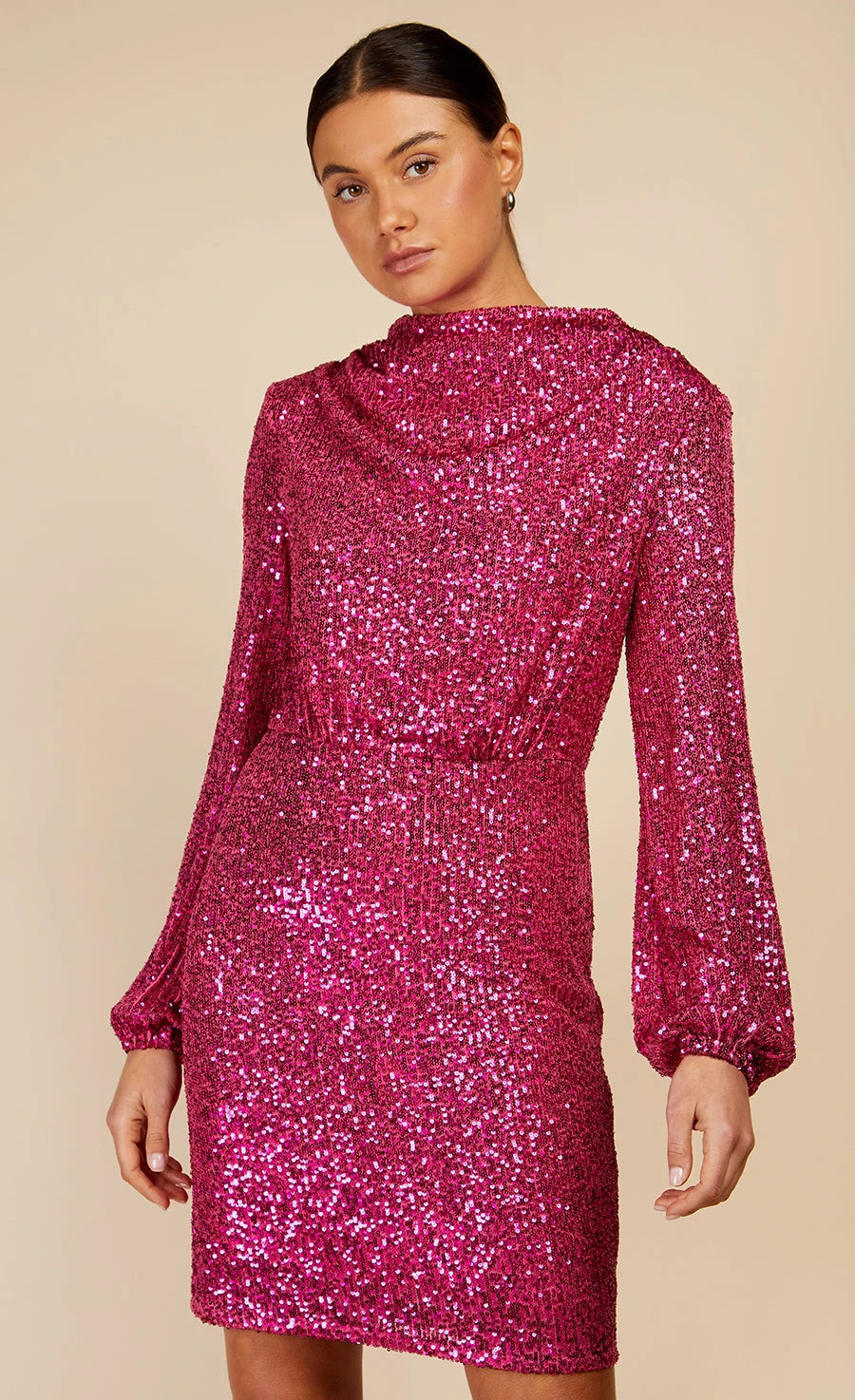 Little Mistress Pink Sequin Mini Dress By Vogue Williams - Image 5