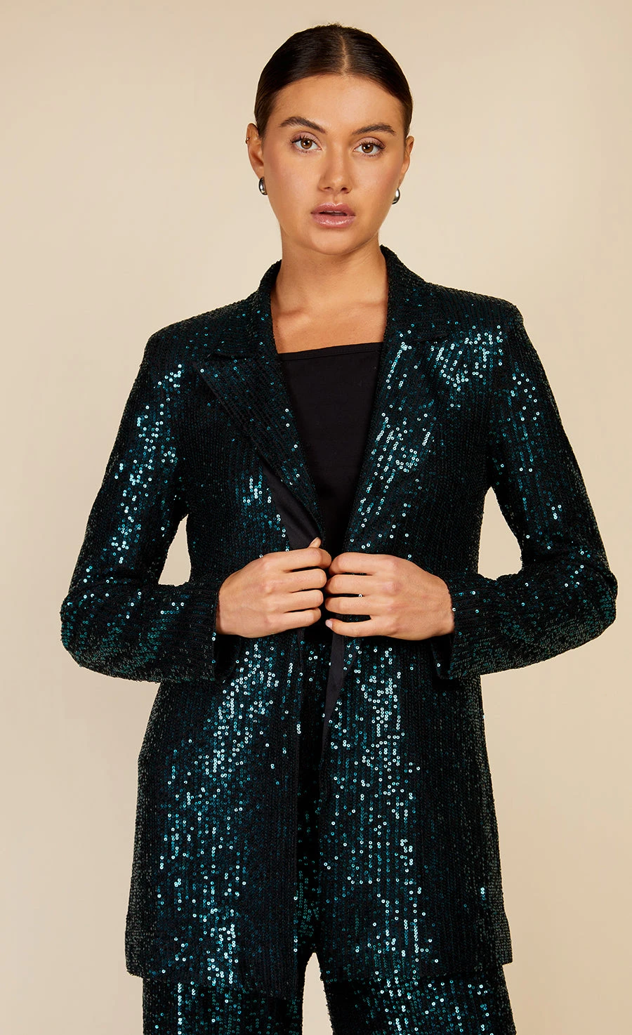 Little Mistress Green Sequin Blazer By Vogue Williams - Image 2