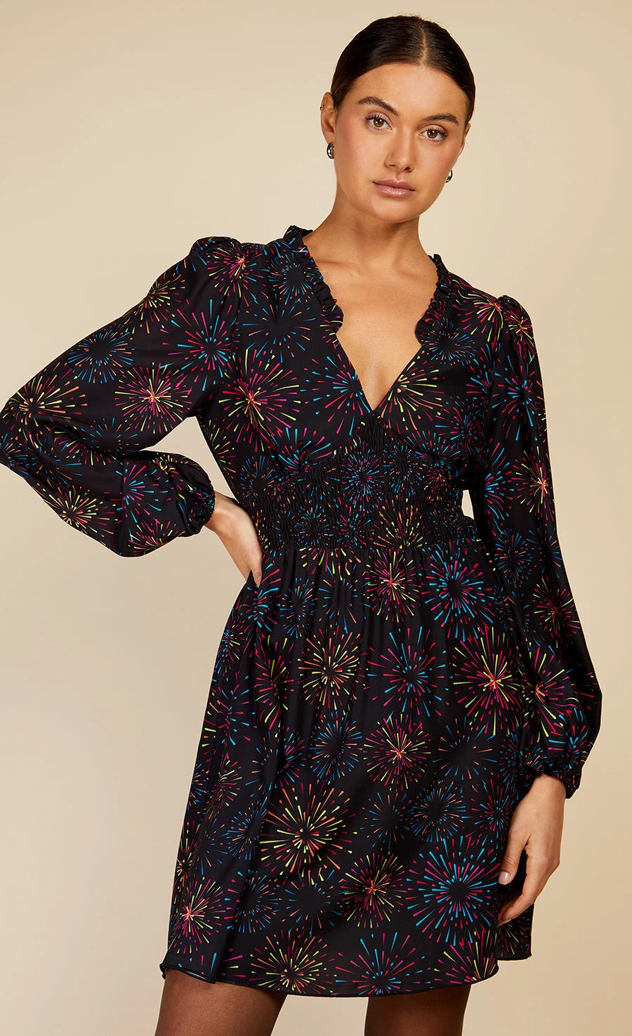 Little Mistress Firework Print Mini Dress By Vogue Williams - Image 4