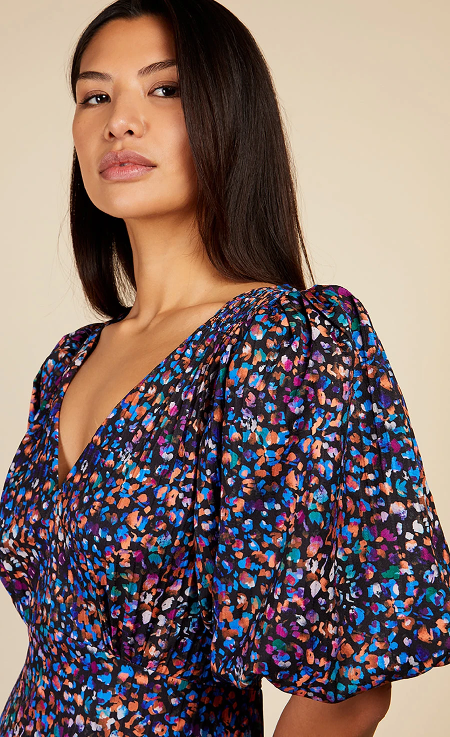 Little Mistress Animal Print Puff Sleeve Midaxi Dress - Image 2