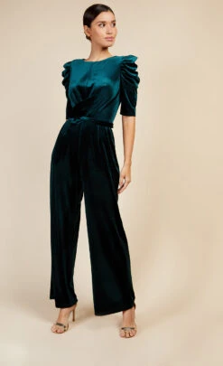 Little Mistress Emerald Green Velvet Jumpsuit