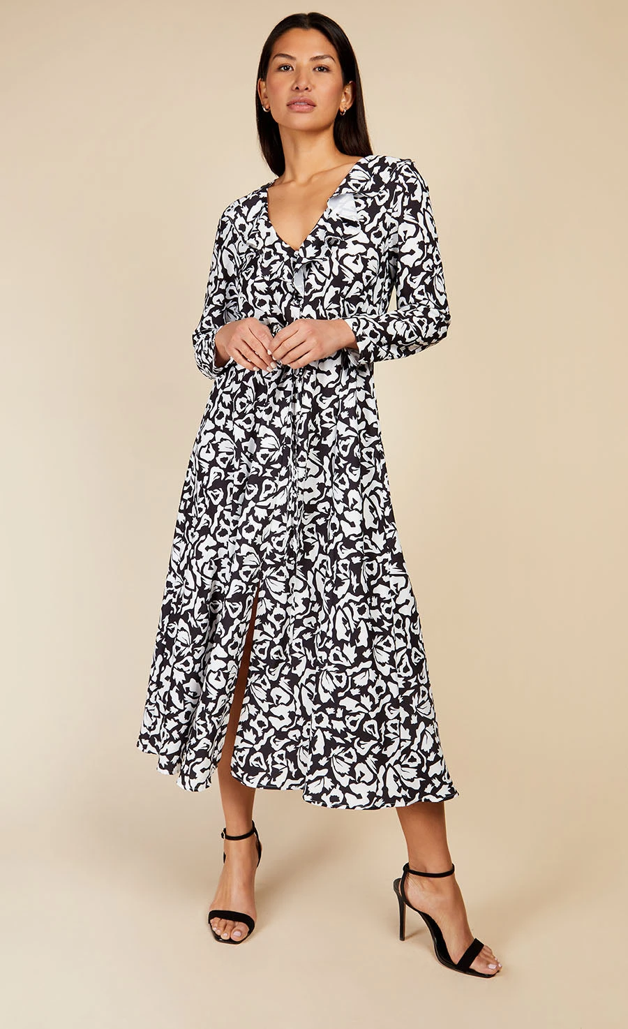 Little Mistress Monochrome Printed Midaxi Dress
