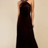 Little Mistress Chocolate Brown Velvet Maxi Dress