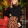 Little Mistress Black Split Sleeve Rib Knit Top By Vogue Williams
