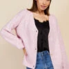 Little Mistress Dusty Pink Knit Cardigan By Vogue Williams
