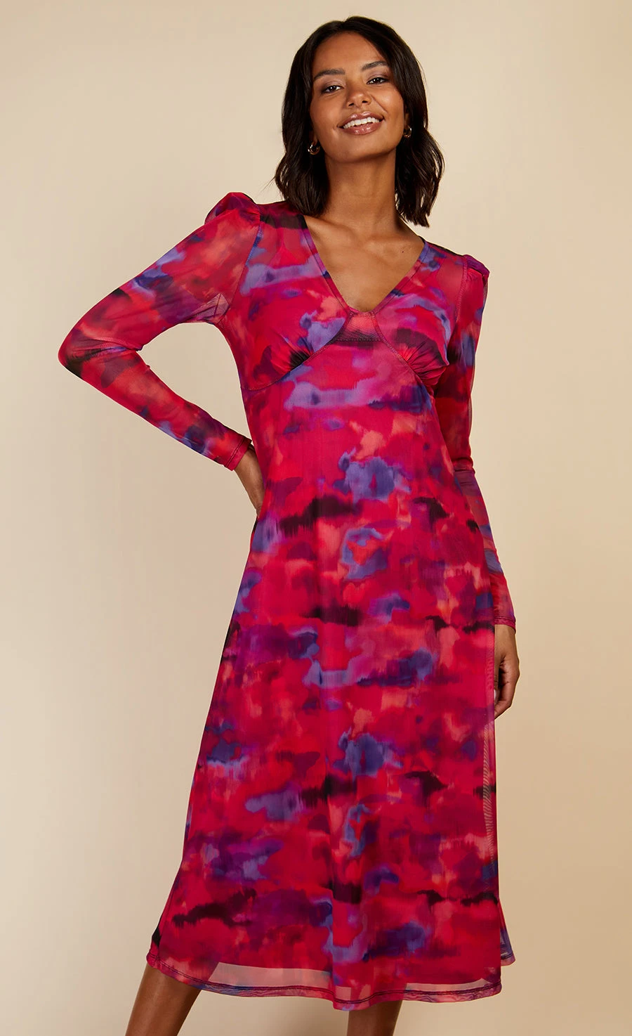 Little Mistress Watercolour Print Sheer Midaxi Dress By Vogue Williams