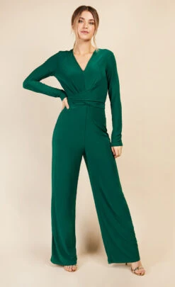 Little Mistress GreenCrossover Detail Jumpsuit