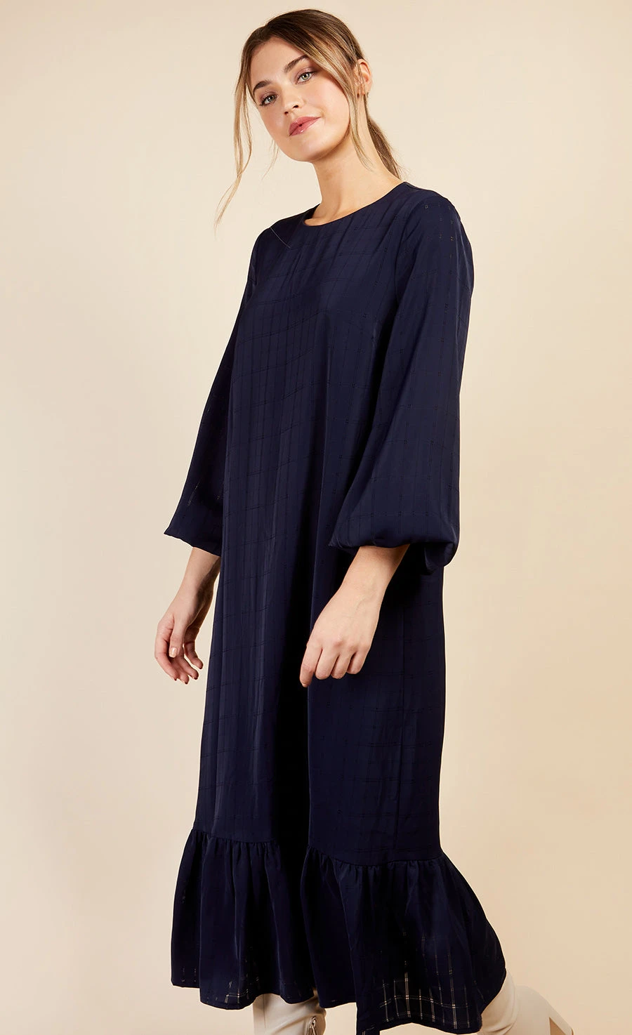 Little Mistress Navy Pephem Midaxi Dress By Vogue Williams - Image 3