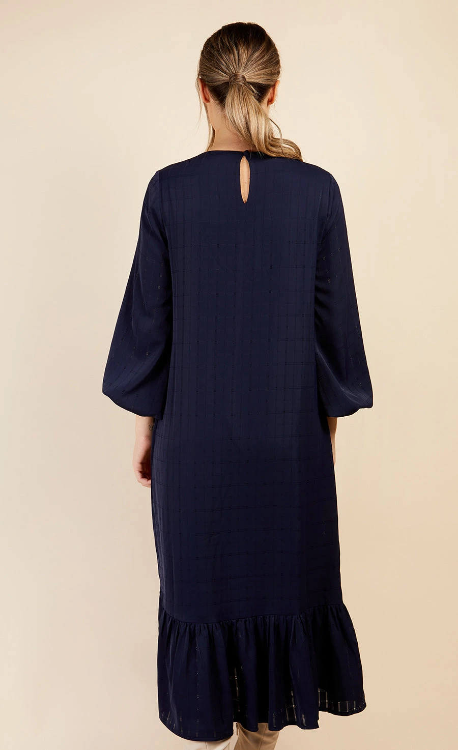 Little Mistress Navy Pephem Midaxi Dress By Vogue Williams - Image 4