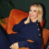 Little Mistress Navy Ribbed Trousers By Vogue Williams