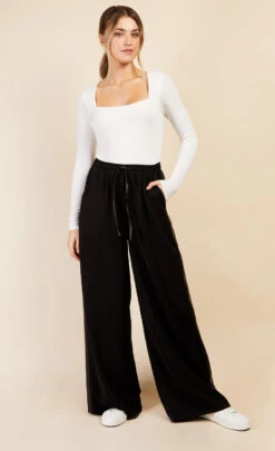 Little Mistress Black PU Side Stripe Trousers By Vogue Williams
