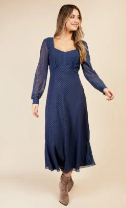 Little Mistress Blue Spot Sweetheart Midaxi Dress By Vogue Williams