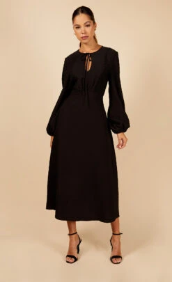 Little Mistress Black Tie Detail Midaxi Dress