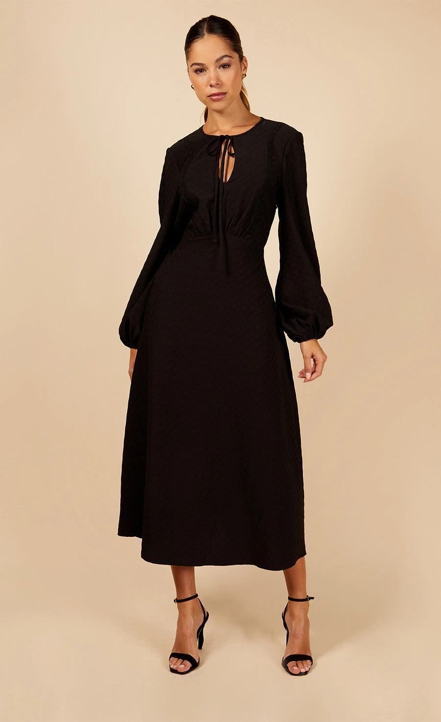 Little Mistress Black Tie Detail Midaxi Dress