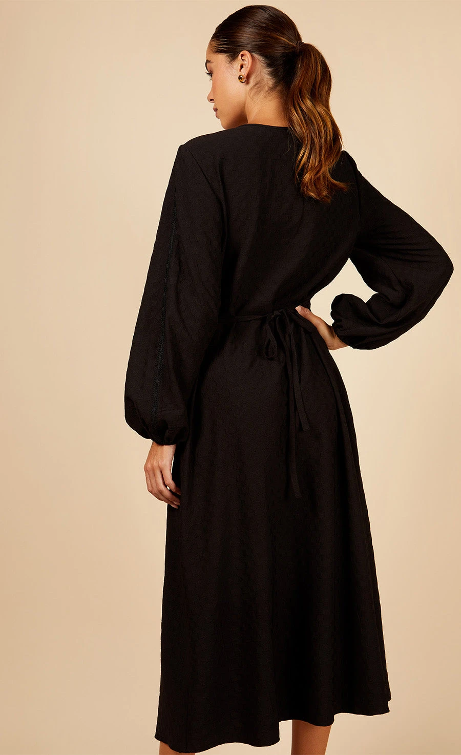 Little Mistress Black Tie Detail Midaxi Dress - Image 4