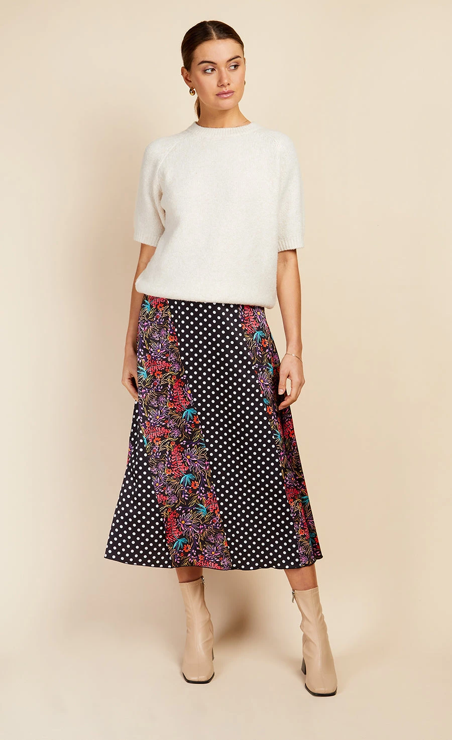 Little Mistress Floral And Spot Print Midi Skirt By Vogue Williams - Image 2