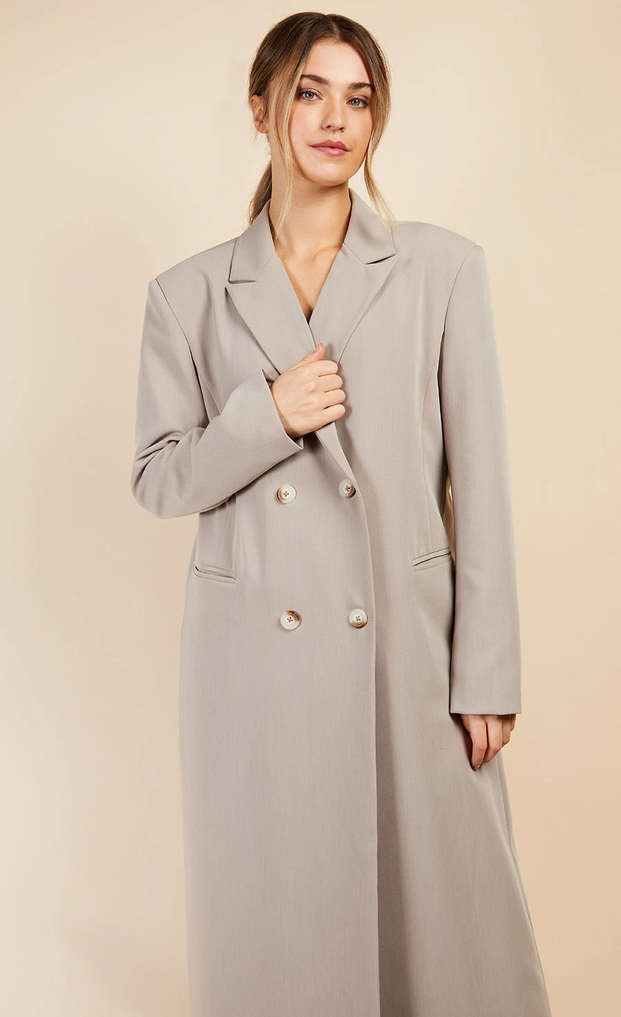 Little Mistress Stone Long Coat By Vogue Williams - Image 3