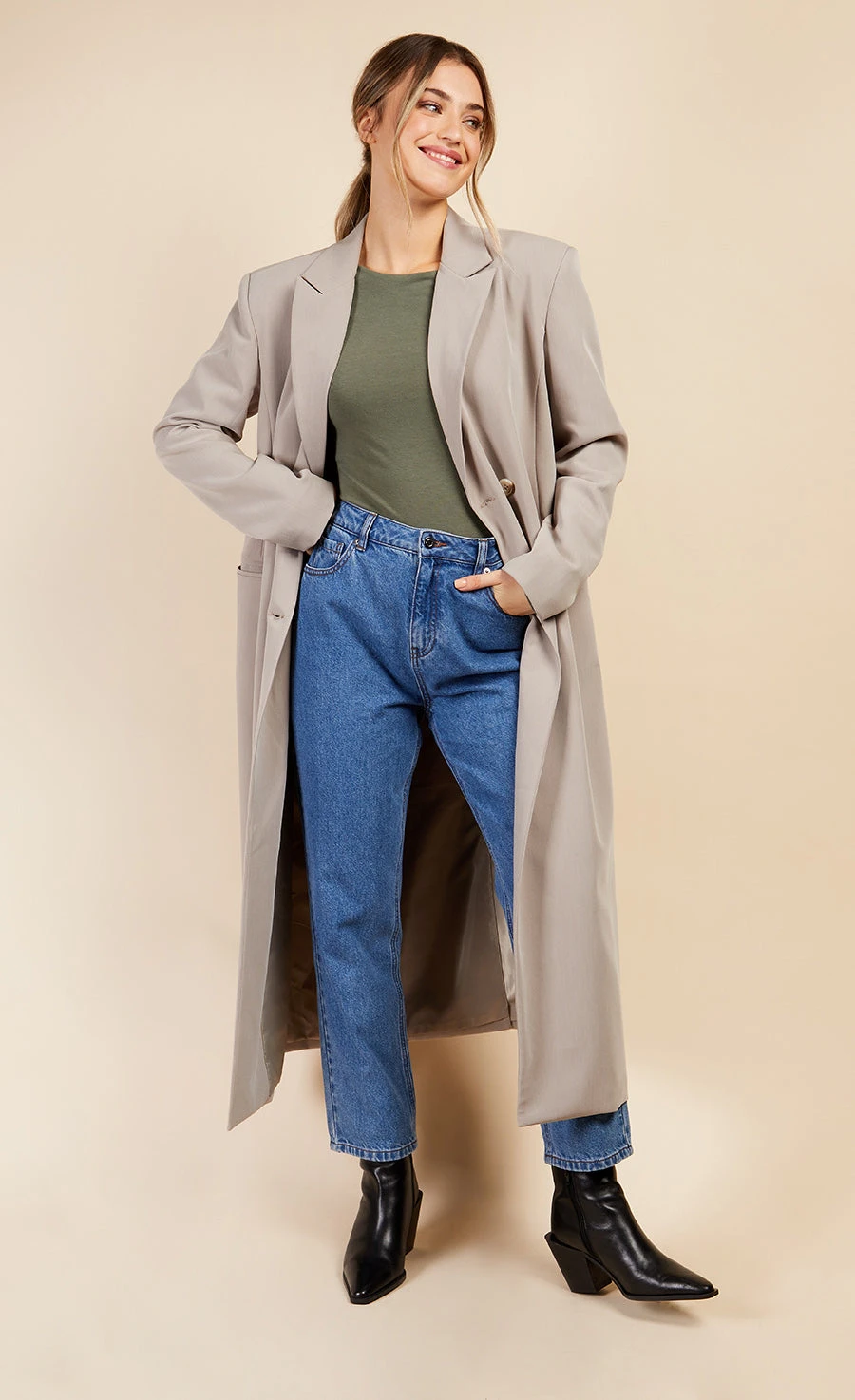 Little Mistress Stone Long Coat By Vogue Williams - Image 5