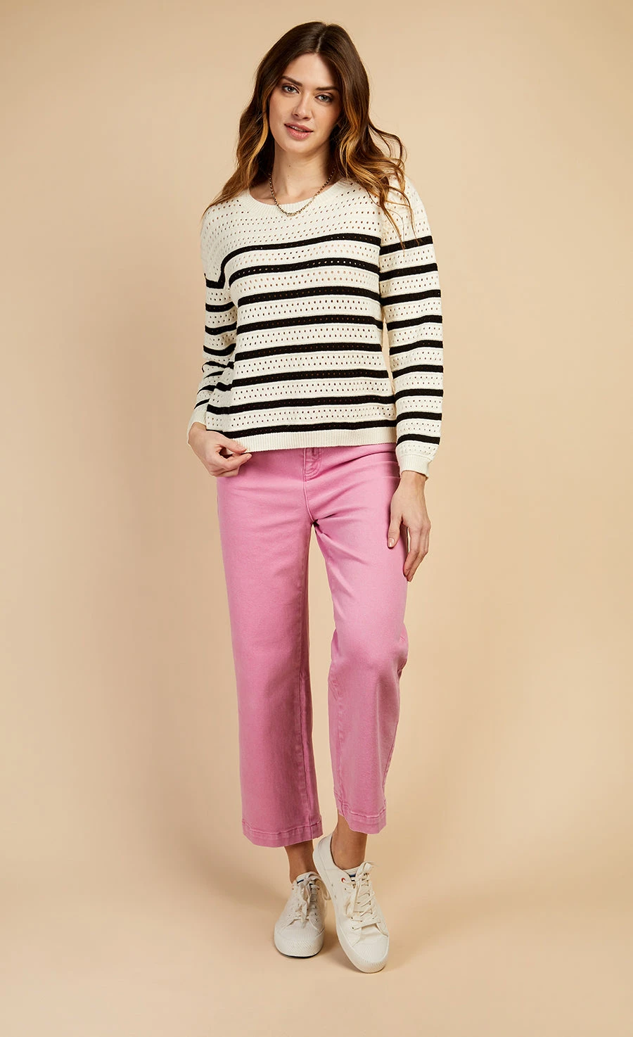 Little Mistress Stripe Pointelle Knit Top By Vogue Williams - Image 6