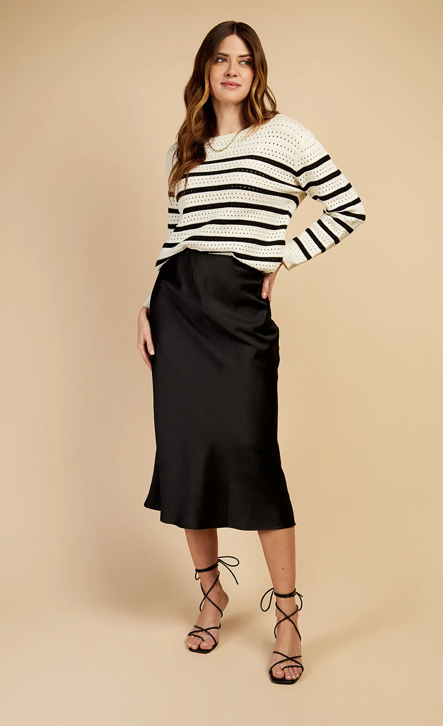 Little Mistress Stripe Pointelle Knit Top By Vogue Williams - Image 5