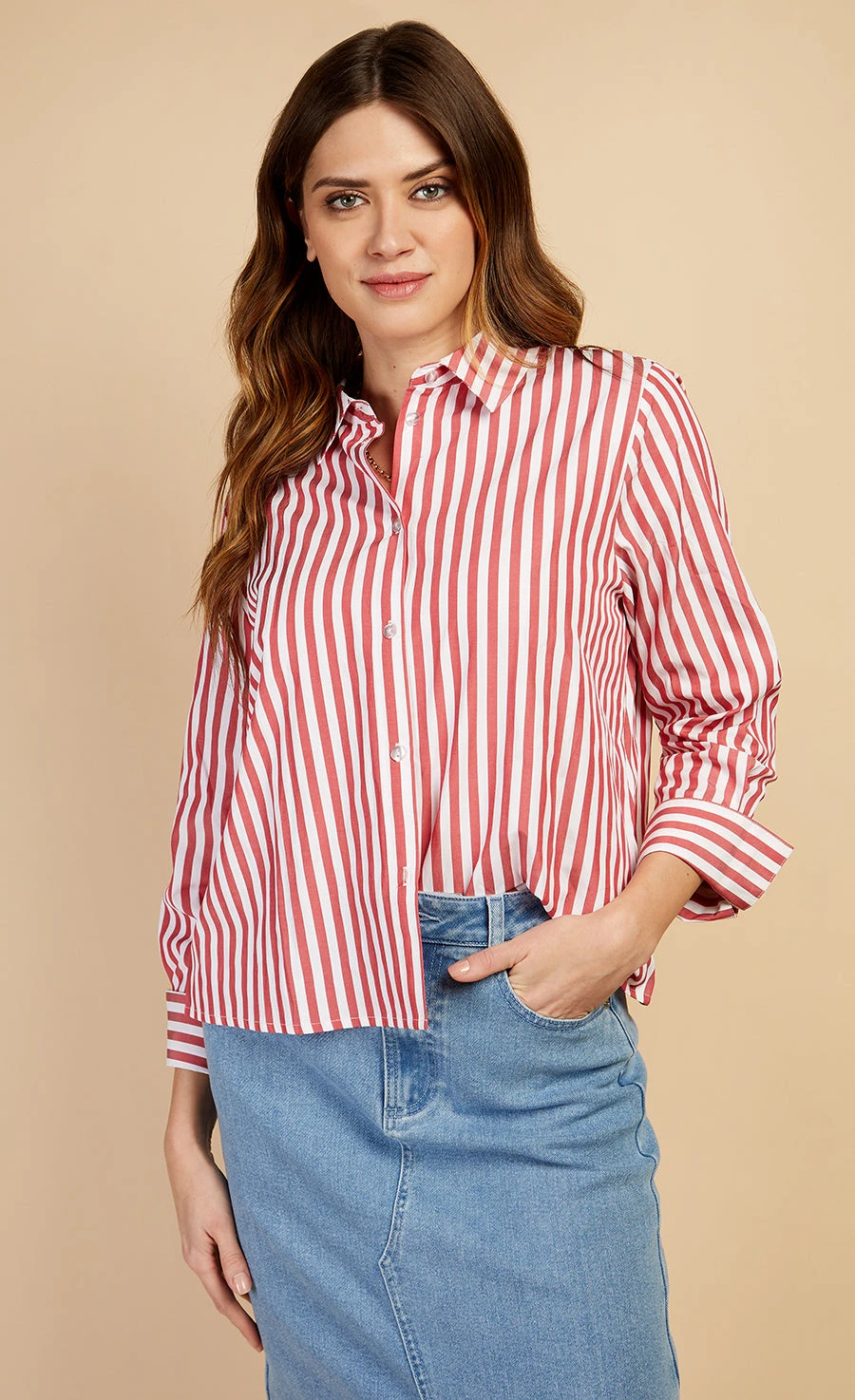 Little Mistress Red Stripe Shirt By Vogue Williams - Image 4