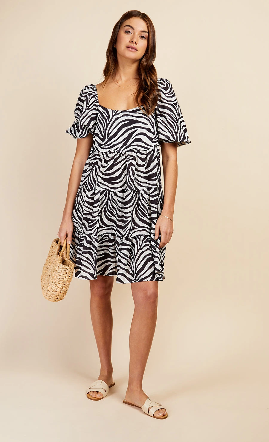 Little Mistress Zebra Print Tiered Mini Smock Dress By Vogue Williams - Image 2