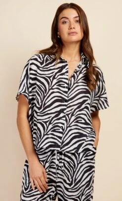 Little Mistress Zebra Print Shirt By Vogue Williams